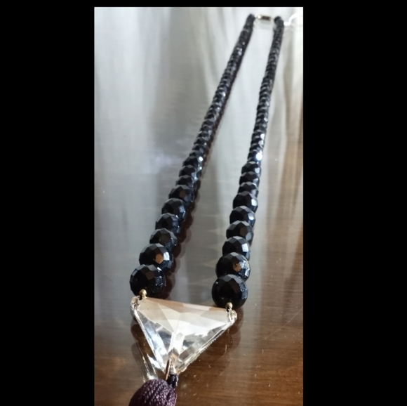 NWT c1960s RARE EARLY DAUPLAISE Vauxhall Glass Triangle Faceted Stone Tassel - Picture 15 of 16